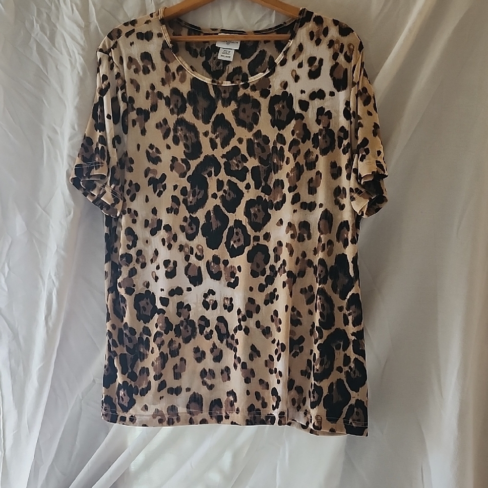 Tan and Brown Boxy Relaxed Short Sleeve Tee